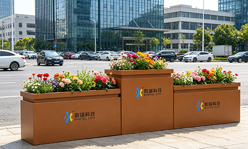 园区广场景观难题？高低组合花箱，隔离 + 造景一步到位