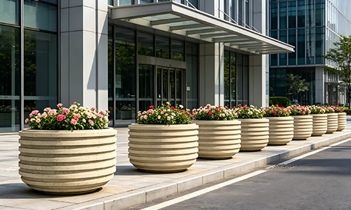 圆形艺术花箱：以凹凸肌理，定义高端景观美学
