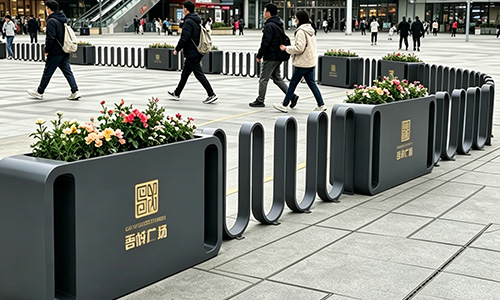 商业步行街优选｜人车分流 + 景观美化二合一花箱护栏
