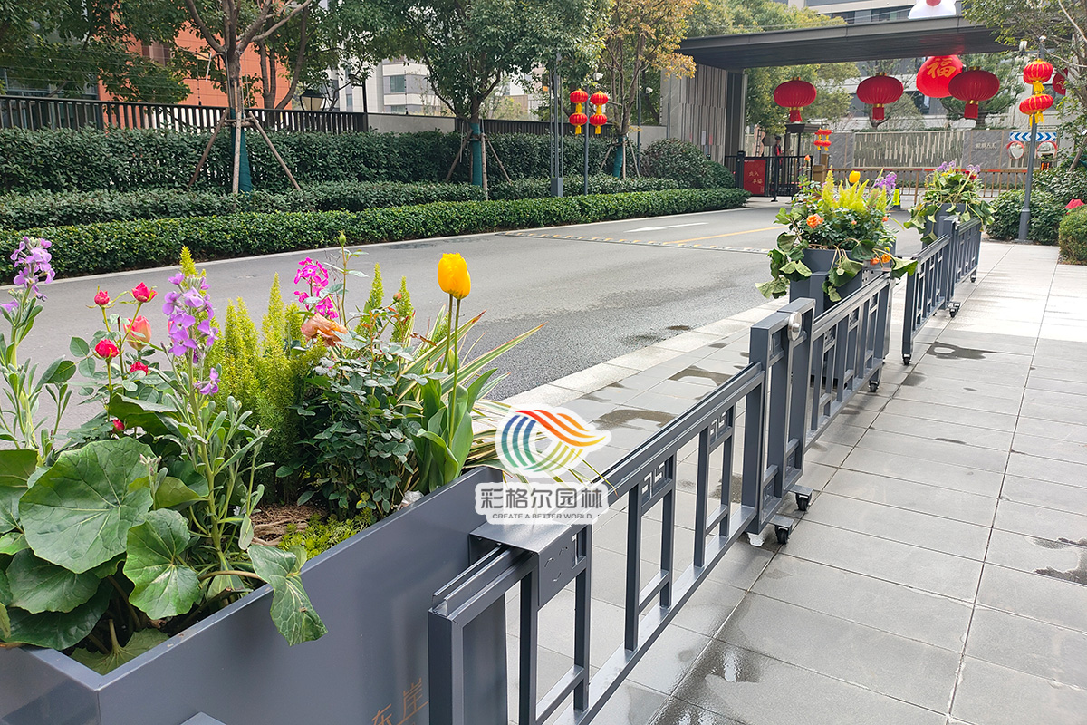 河北雄安·小区可伸缩花箱护栏