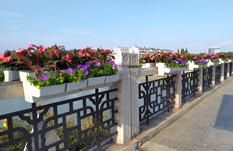 江苏苏州，桥梁壁挂式花箱